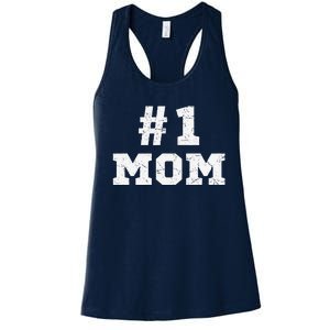 1 Mom Number One Mom Mama Mother Funny Mother's Day Women's Racerback Tank