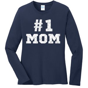 1 Mom Number One Mom Mama Mother Funny Mother's Day Ladies Long Sleeve Shirt