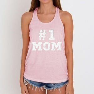 1 Mom Number One Mom Mama Mother Funny Mother's Day Women's Knotted Racerback Tank