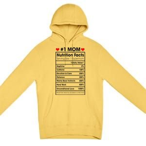 1 Mom Nutrition Facts Momlife Mother's Day Top For Mom Mama Premium Pullover Hoodie