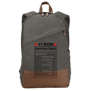 1 Mom Nutrition Facts Momlife Mother's Day Top For Mom Mama Cotton Canvas Backpack