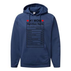 1 Mom Nutrition Facts Momlife Mother's Day Top For Mom Mama Performance Fleece Hoodie