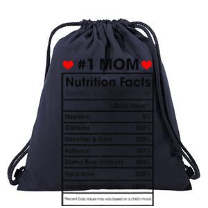 1 Mom Nutrition Facts Momlife Mother's Day Top For Mom Mama Drawstring Bag