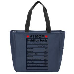 1 Mom Nutrition Facts Momlife Mother's Day Top For Mom Mama Zip Tote Bag