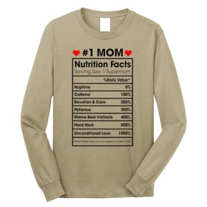 1 Mom Nutrition Facts Momlife Mother's Day Top For Mom Mama Long Sleeve Shirt