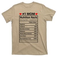 1 Mom Nutrition Facts Momlife Mother's Day Top For Mom Mama T-Shirt