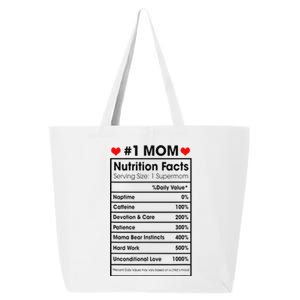 1 Mom Nutrition Facts Momlife Mother's Day Top For Mom Mama 25L Jumbo Tote