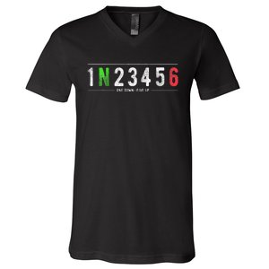 1N23456 Motorcycle Shift Biker Funny Motorcycle Biker V-Neck T-Shirt