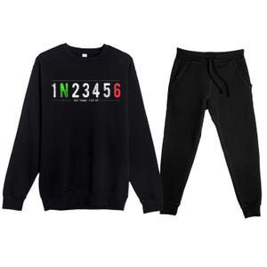 1N23456 Motorcycle Shift Biker Funny Motorcycle Biker Premium Crewneck Sweatsuit Set