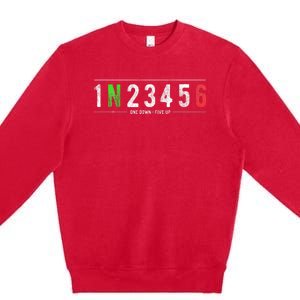 1N23456 Motorcycle Shift Biker Funny Motorcycle Biker Premium Crewneck Sweatshirt