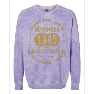 1945 November Birthday 1945 November Limited Edition Colorblast Crewneck Sweatshirt