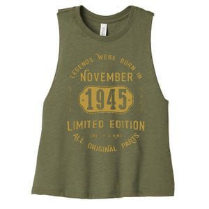 1945 November Birthday 1945 November Limited Edition Women's Racerback Cropped Tank