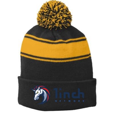 1Inch Network Logo, Decentralized Exchange DEX, 1Inch Crypto Stripe Pom Pom Beanie