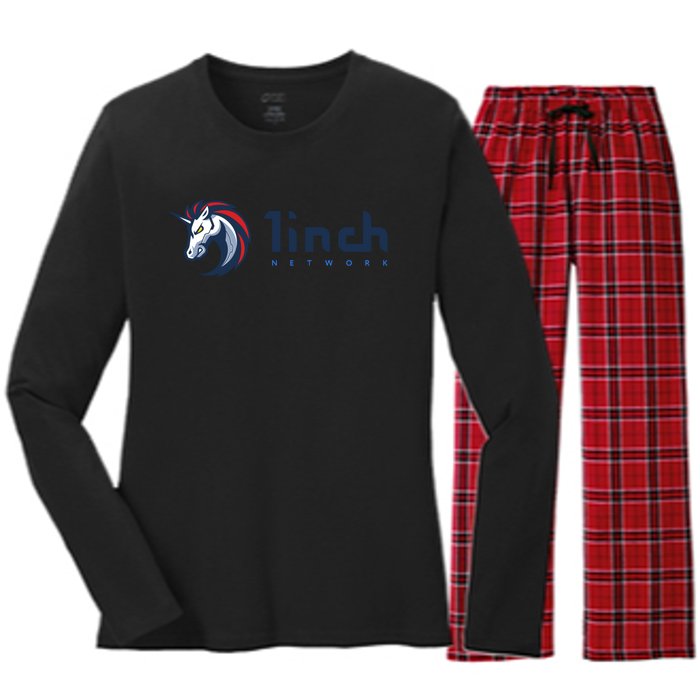 1Inch Network Logo, Decentralized Exchange DEX, 1Inch Crypto Women's Long Sleeve Flannel Pajama Set 