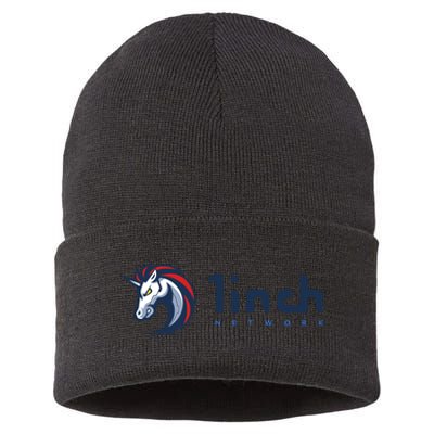 1Inch Network Logo, Decentralized Exchange DEX, 1Inch Crypto Sustainable Knit Beanie