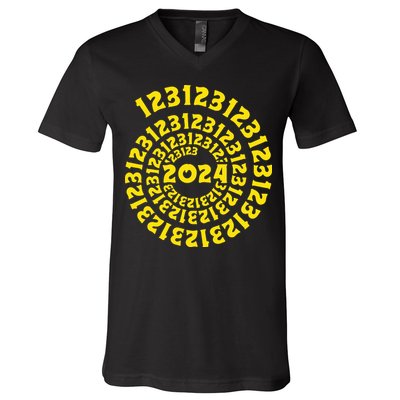 123123 New Years Eve Happy New Year 2024 Funny V-Neck T-Shirt