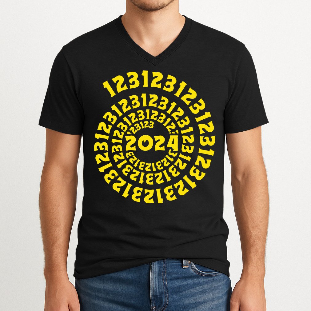 123123 New Years Eve Happy New Year 2024 Funny V-Neck T-Shirt