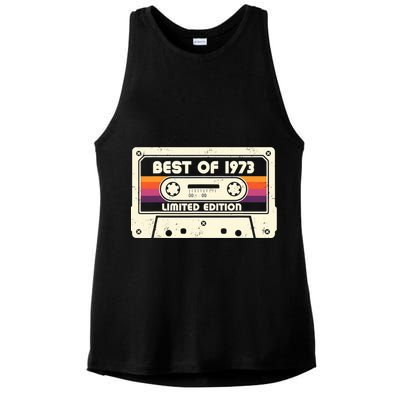 1973 Old Cassette Tape Funny 50th Birthday Vintage Ladies PosiCharge Tri-Blend Wicking Tank