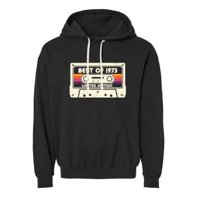 1973 Old Cassette Tape Funny 50th Birthday Vintage Garment-Dyed Fleece Hoodie