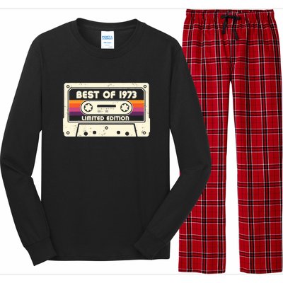 1973 Old Cassette Tape Funny 50th Birthday Vintage Long Sleeve Pajama Set