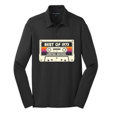 1973 Old Cassette Tape Funny 50th Birthday Vintage Silk Touch Performance Long Sleeve Polo