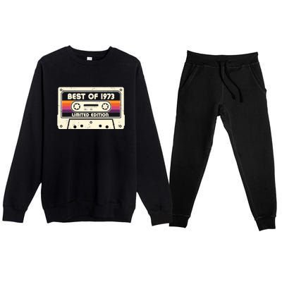 1973 Old Cassette Tape Funny 50th Birthday Vintage Premium Crewneck Sweatsuit Set