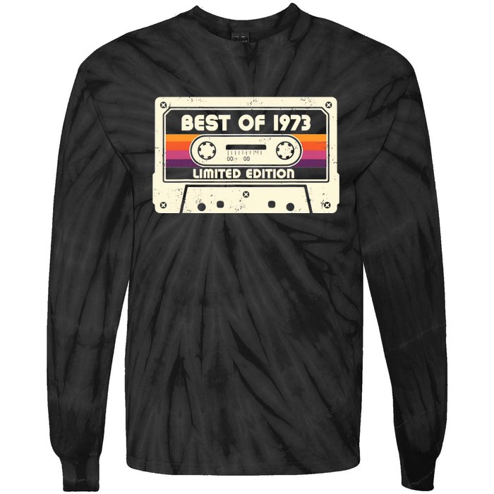 1973 Old Cassette Tape Funny 50th Birthday Vintage Tie-Dye Long Sleeve Shirt