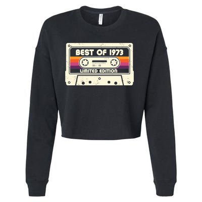 1973 Old Cassette Tape Funny 50th Birthday Vintage Cropped Pullover Crew