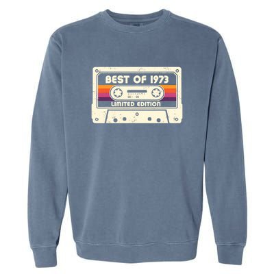 1973 Old Cassette Tape Funny 50th Birthday Vintage Garment-Dyed Sweatshirt