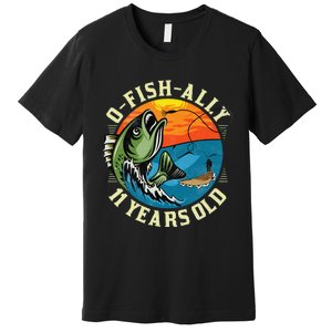 11Years Old Fishing Gift 11 yo Ten Year Old 11th Birthday Premium T-Shirt