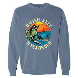 11Years Old Fishing Gift 11 yo Ten Year Old 11th Birthday Garment-Dyed Sweatshirt