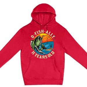 11Years Old Fishing Gift 11 yo Ten Year Old 11th Birthday Premium Pullover Hoodie