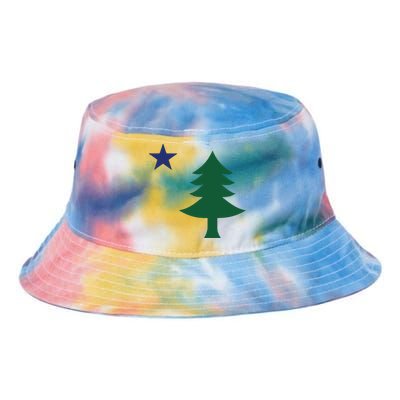 1901 Old First Flag Of Maine Pine Tree And Star Tie Dye Newport Bucket Hat