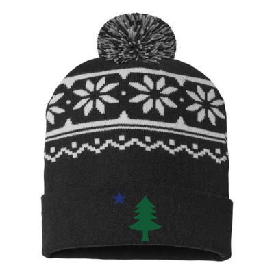 1901 Old First Flag Of Maine Pine Tree And Star USA-Made Snowflake Beanie