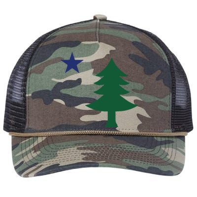 1901 Old First Flag Of Maine Pine Tree And Star Retro Rope Trucker Hat Cap