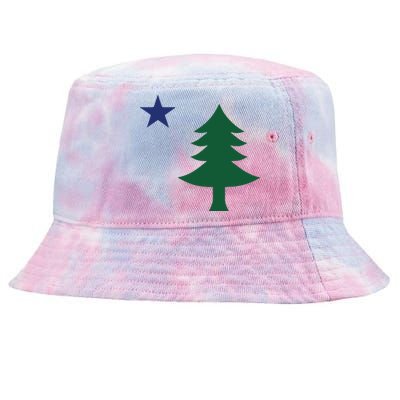 1901 Old First Flag Of Maine Pine Tree And Star Tie-Dyed Bucket Hat