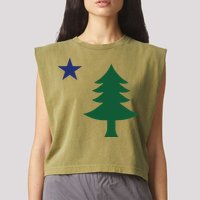 1901 Old First Flag Of Maine Pine Tree And Star Garment-Dyed Women's Muscle Tee