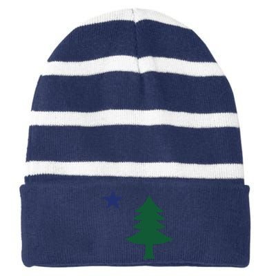 1901 Old First Flag Of Maine Pine Tree And Star Striped Beanie with Solid Band