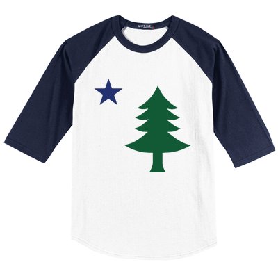 1901 Old First Flag Of Maine Pine Tree And Star Baseball Sleeve Shirt