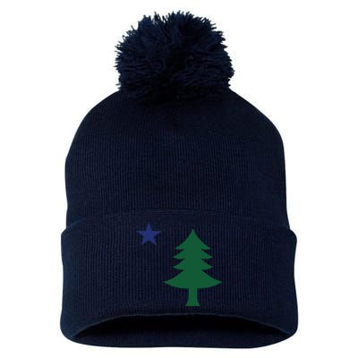 1901 Old First Flag Of Maine Pine Tree And Star Pom Pom 12in Knit Beanie