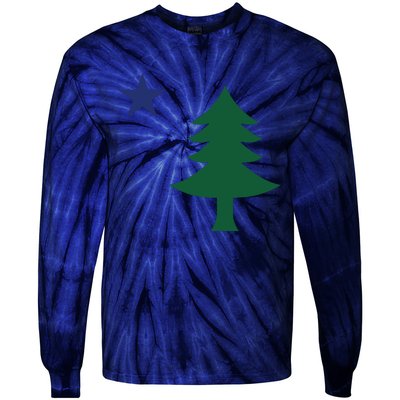 1901 Old First Flag Of Maine Pine Tree And Star Tie-Dye Long Sleeve Shirt