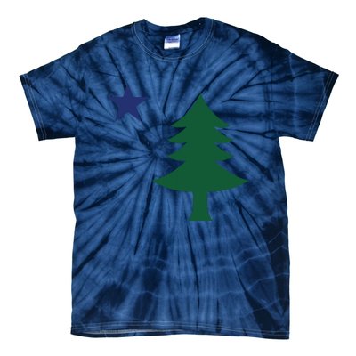 1901 Old First Flag Of Maine Pine Tree And Star Tie-Dye T-Shirt