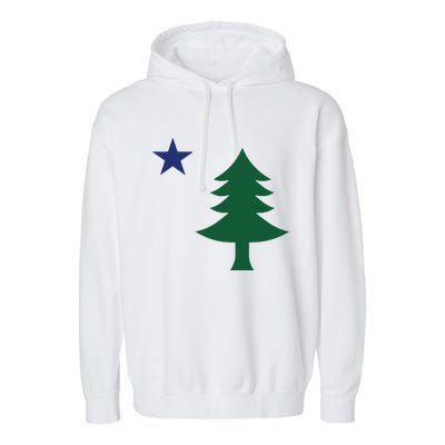 1901 Old First Flag Of Maine Pine Tree And Star Garment-Dyed Fleece Hoodie