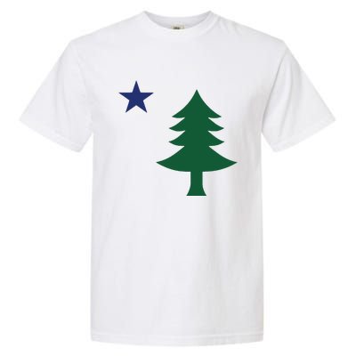 1901 Old First Flag Of Maine Pine Tree And Star Garment-Dyed Heavyweight T-Shirt