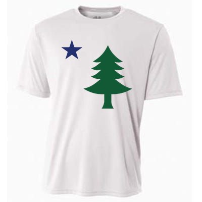 1901 Old First Flag Of Maine Pine Tree And Star Cooling Performance Crew T-Shirt