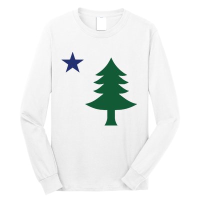 1901 Old First Flag Of Maine Pine Tree And Star Long Sleeve Shirt