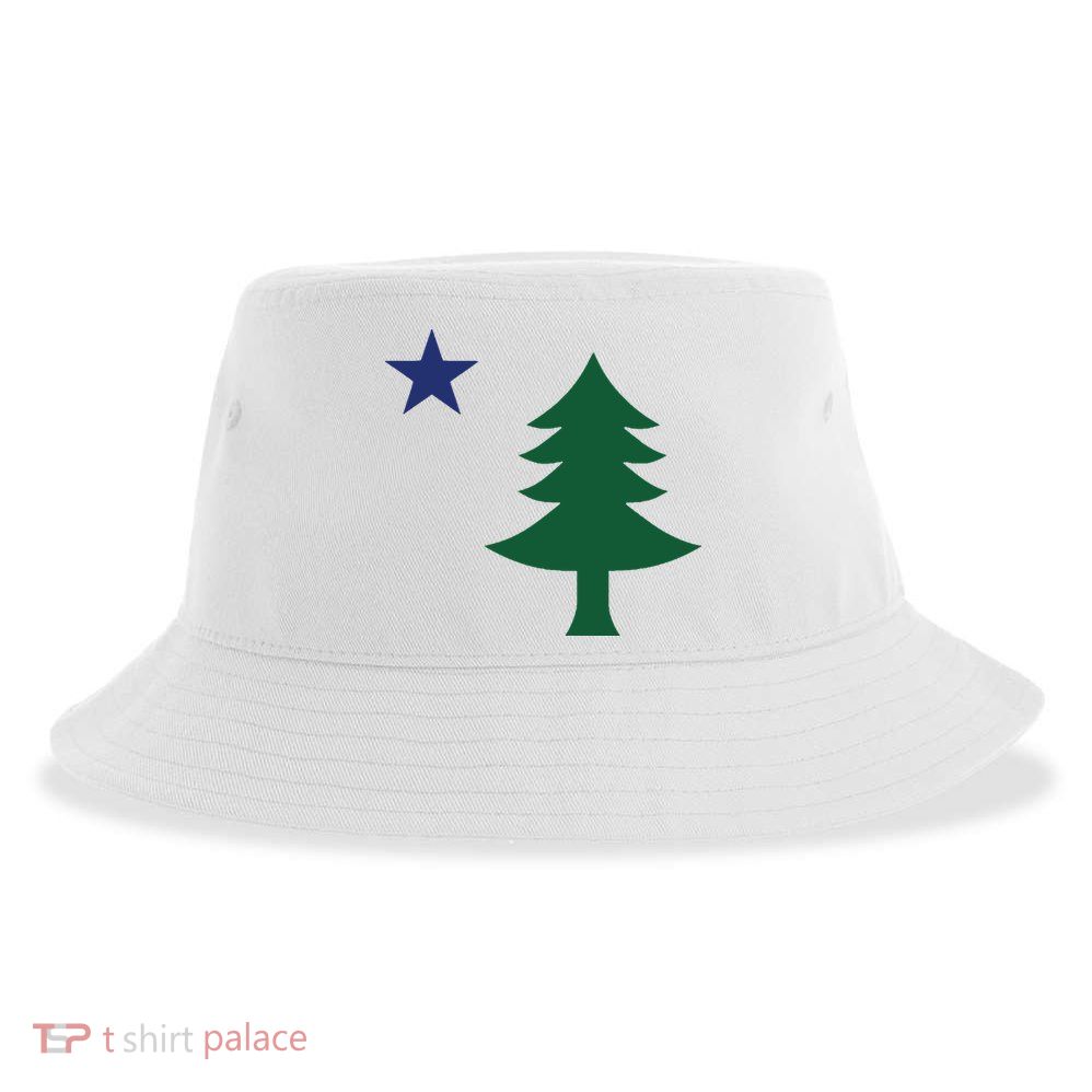 1901 Old First Flag Of Maine Pine Tree And Star Sustainable Bucket Hat
