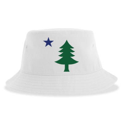 1901 Old First Flag Of Maine Pine Tree And Star Sustainable Bucket Hat