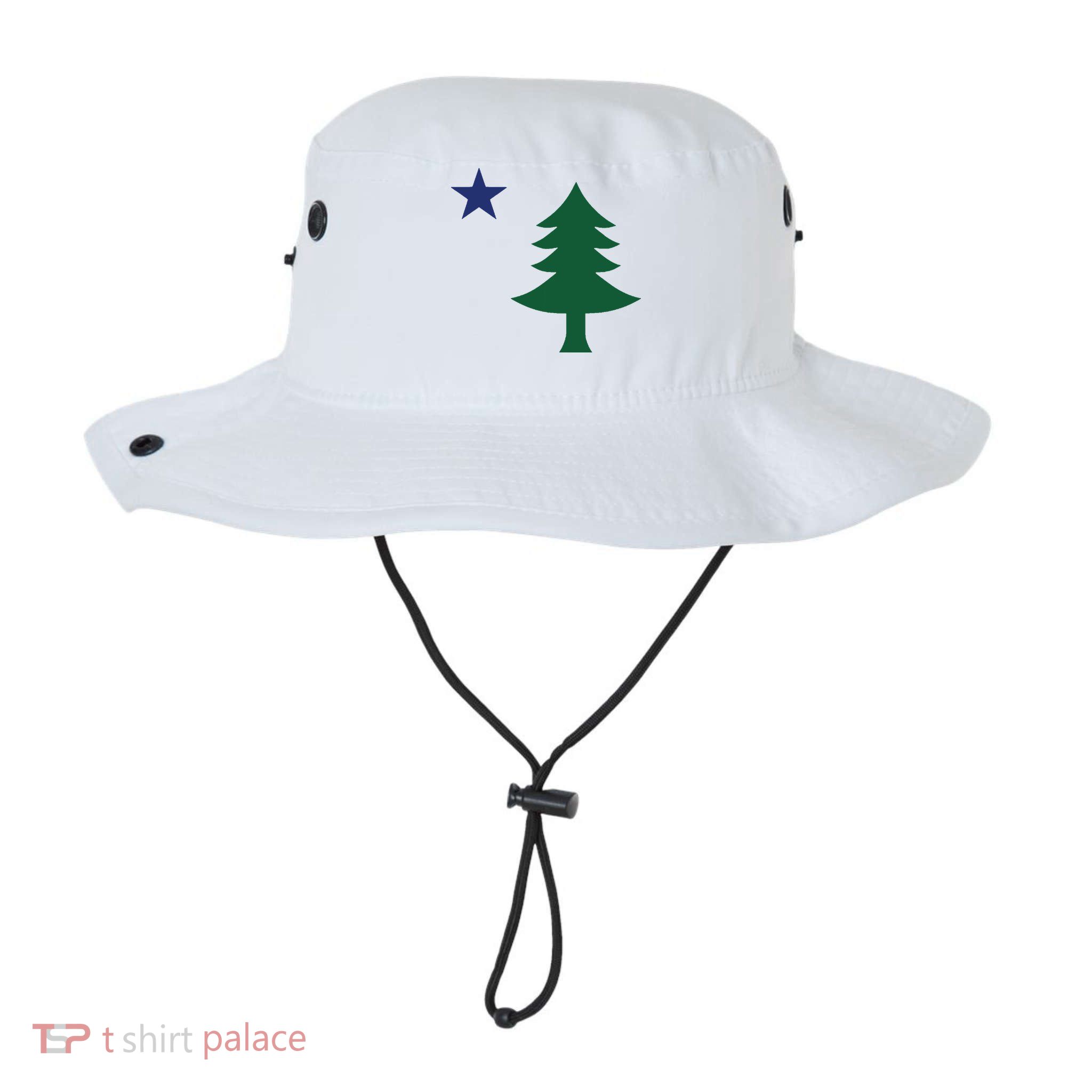 1901 Old First Flag Of Maine Pine Tree And Star Bucket Hat