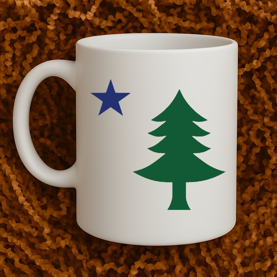 1901 Old First Flag Of Maine Pine Tree And Star Mug